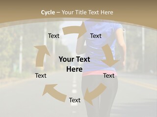 A Woman Running Down A Road With Buildings In The Background PowerPoint Template