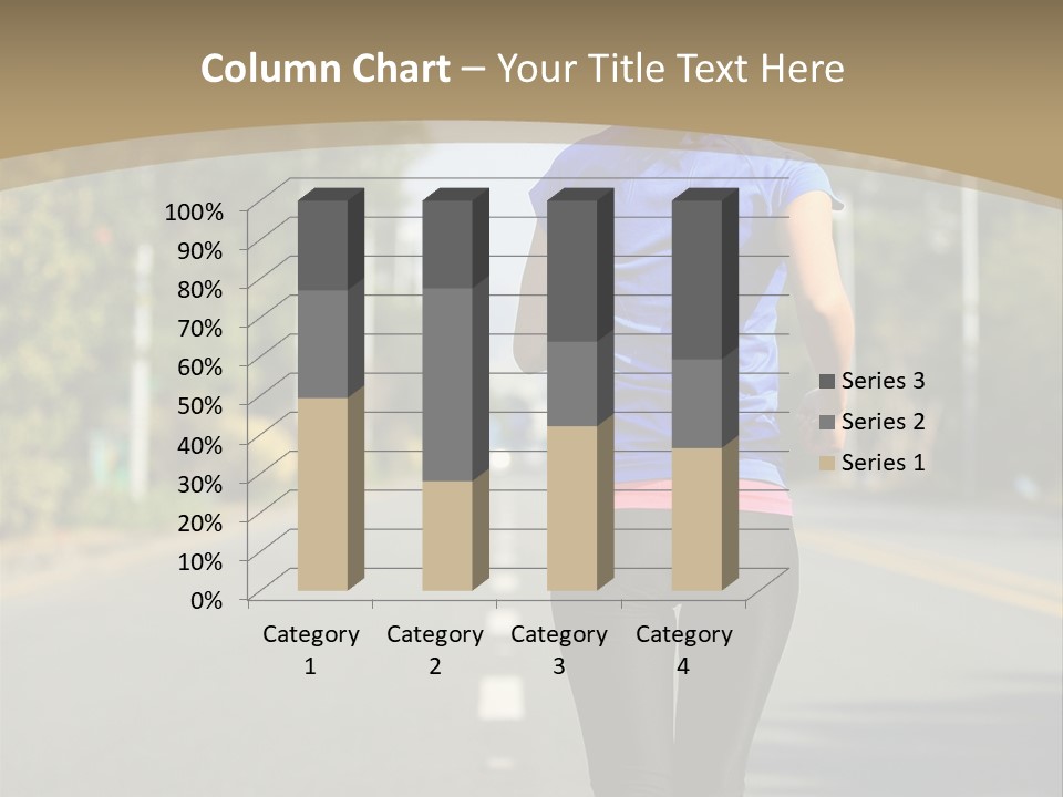 A Woman Running Down A Road With Buildings In The Background PowerPoint Template