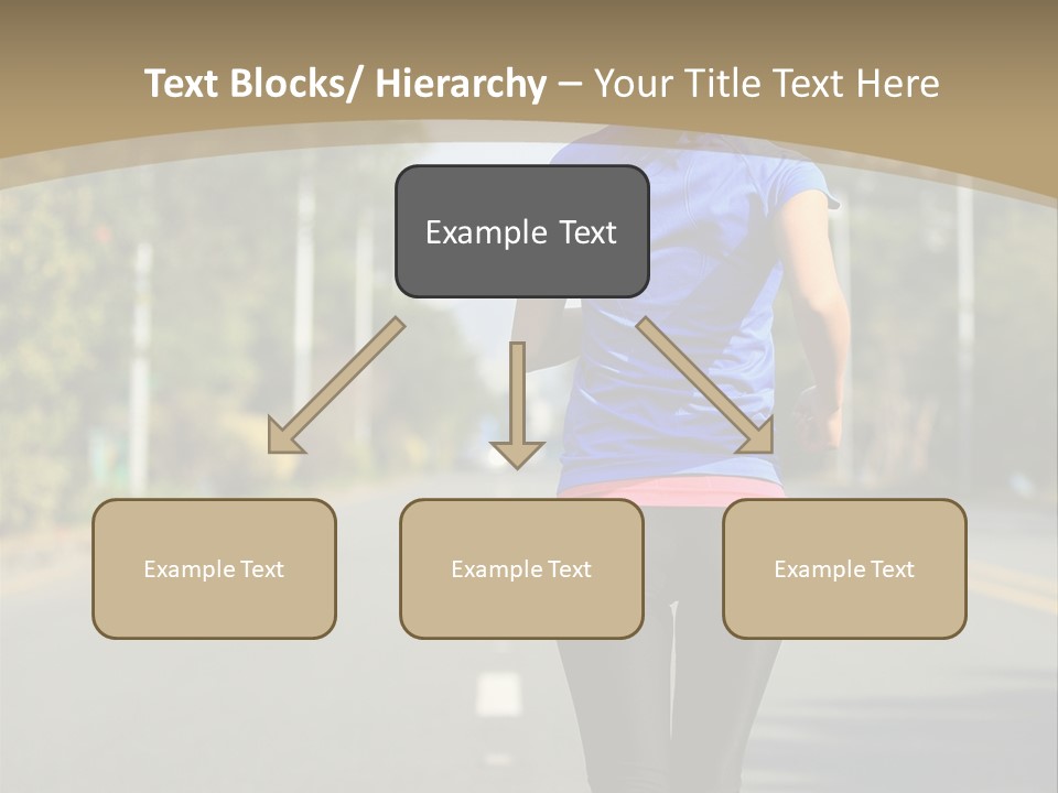 A Woman Running Down A Road With Buildings In The Background PowerPoint Template