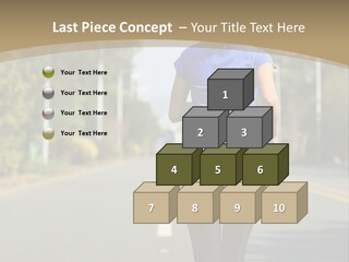 A Woman Running Down A Road With Buildings In The Background PowerPoint Template