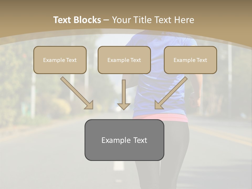 A Woman Running Down A Road With Buildings In The Background PowerPoint Template