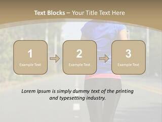 A Woman Running Down A Road With Buildings In The Background PowerPoint Template