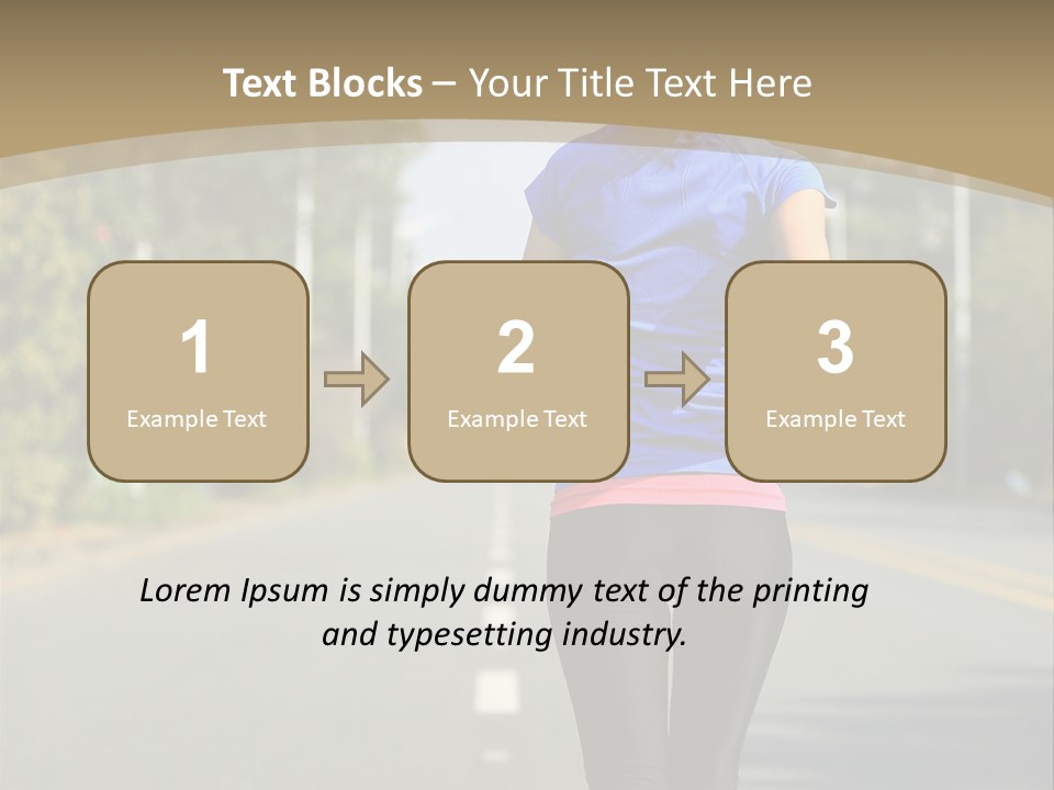 A Woman Running Down A Road With Buildings In The Background PowerPoint Template