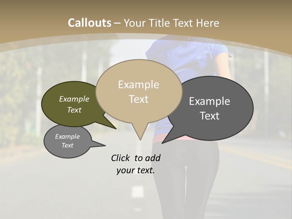 A Woman Running Down A Road With Buildings In The Background PowerPoint Template