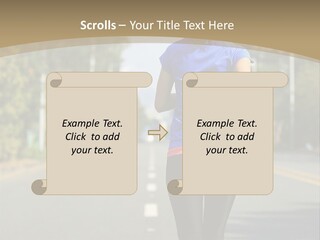 A Woman Running Down A Road With Buildings In The Background PowerPoint Template