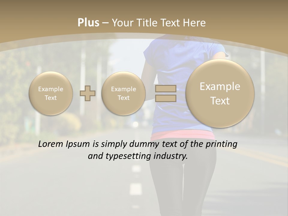 A Woman Running Down A Road With Buildings In The Background PowerPoint Template