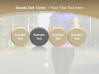 A Woman Running Down A Road With Buildings In The Background PowerPoint Template