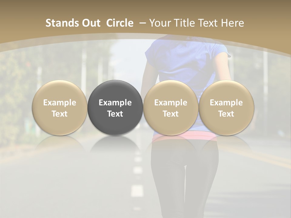 A Woman Running Down A Road With Buildings In The Background PowerPoint Template