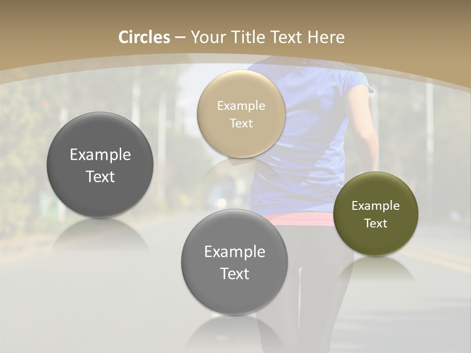 A Woman Running Down A Road With Buildings In The Background PowerPoint Template