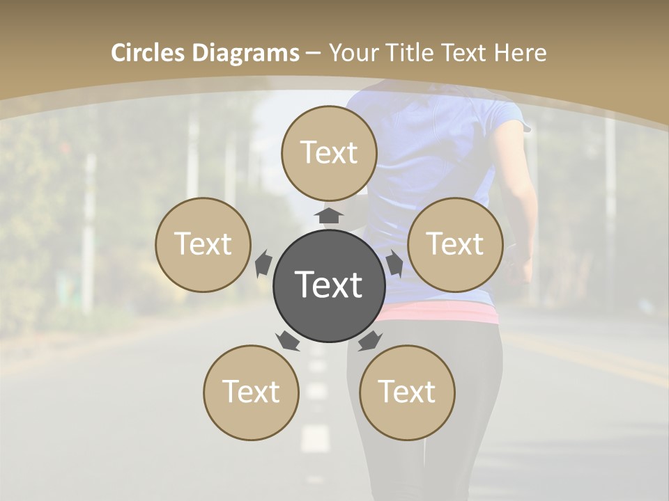 A Woman Running Down A Road With Buildings In The Background PowerPoint Template