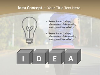 A Woman Running Down A Road With Buildings In The Background PowerPoint Template