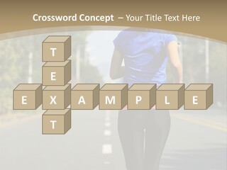 A Woman Running Down A Road With Buildings In The Background PowerPoint Template