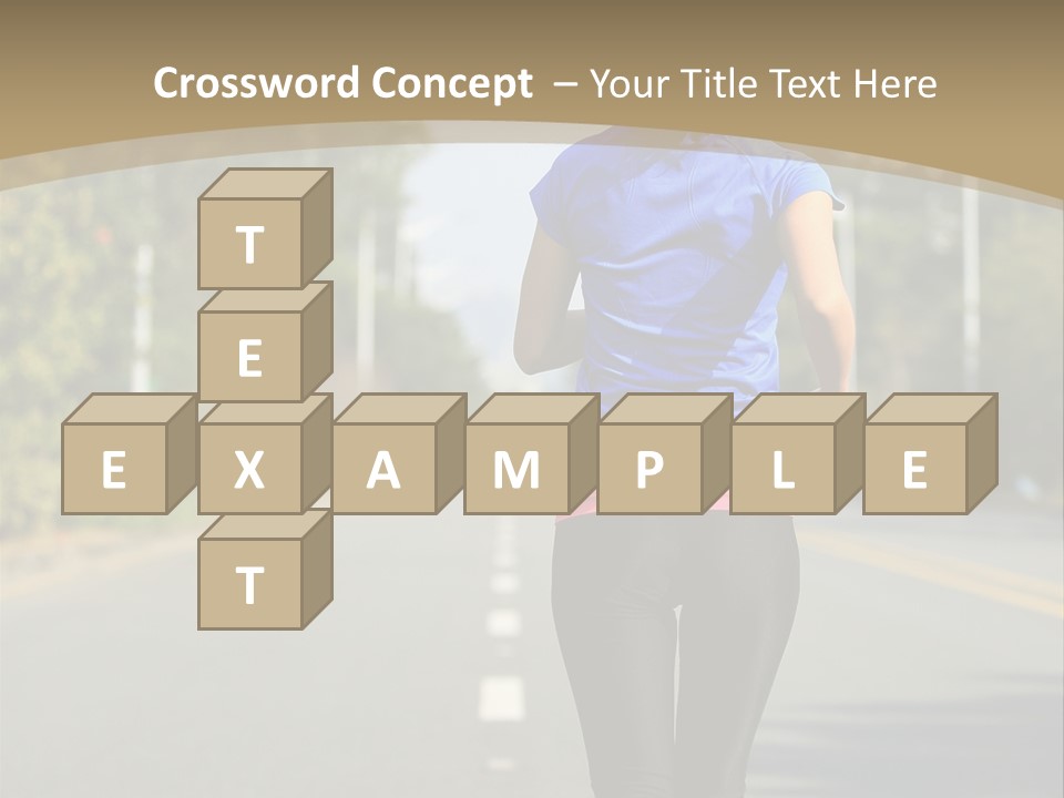 A Woman Running Down A Road With Buildings In The Background PowerPoint Template