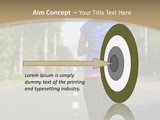 A Woman Running Down A Road With Buildings In The Background PowerPoint Template