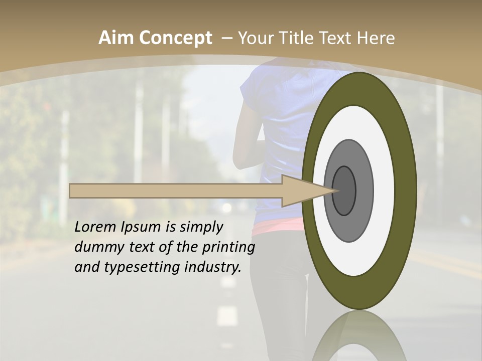 A Woman Running Down A Road With Buildings In The Background PowerPoint Template