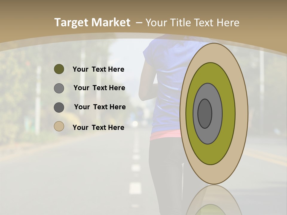 A Woman Running Down A Road With Buildings In The Background PowerPoint Template