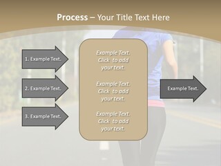 A Woman Running Down A Road With Buildings In The Background PowerPoint Template