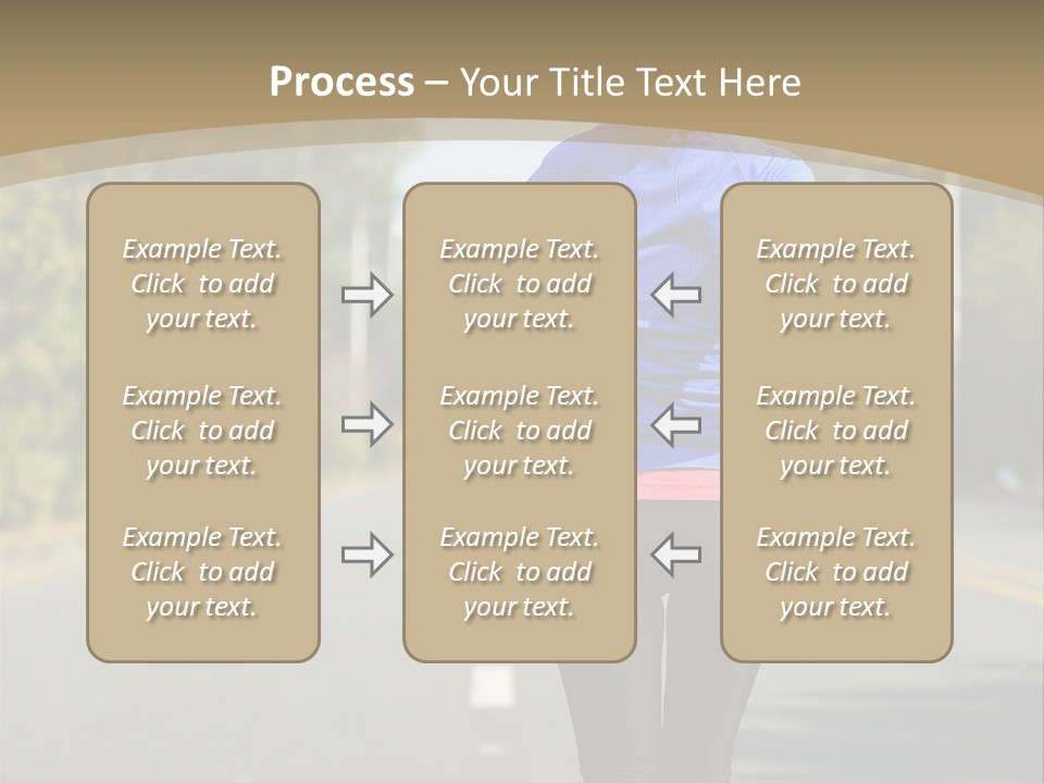 A Woman Running Down A Road With Buildings In The Background PowerPoint Template