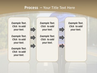 A Woman Running Down A Road With Buildings In The Background PowerPoint Template