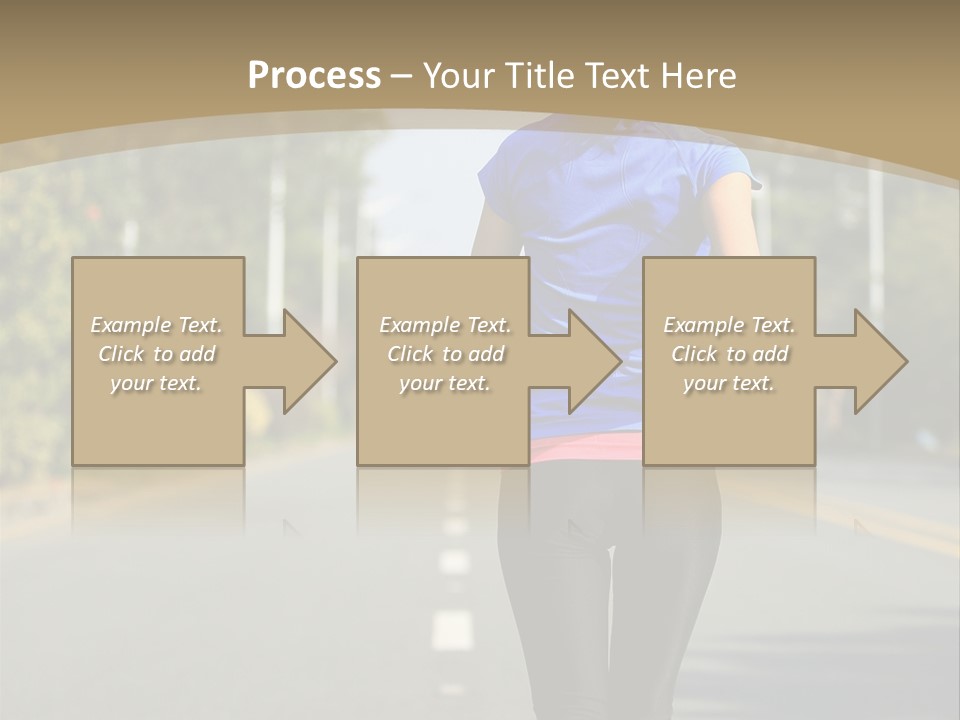 A Woman Running Down A Road With Buildings In The Background PowerPoint Template