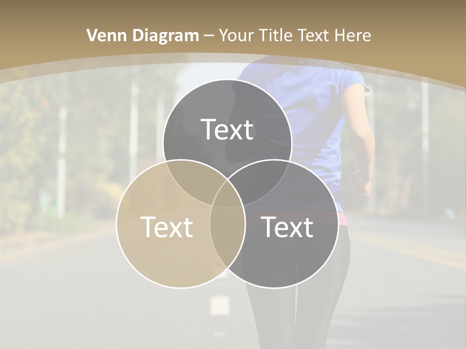 A Woman Running Down A Road With Buildings In The Background PowerPoint Template