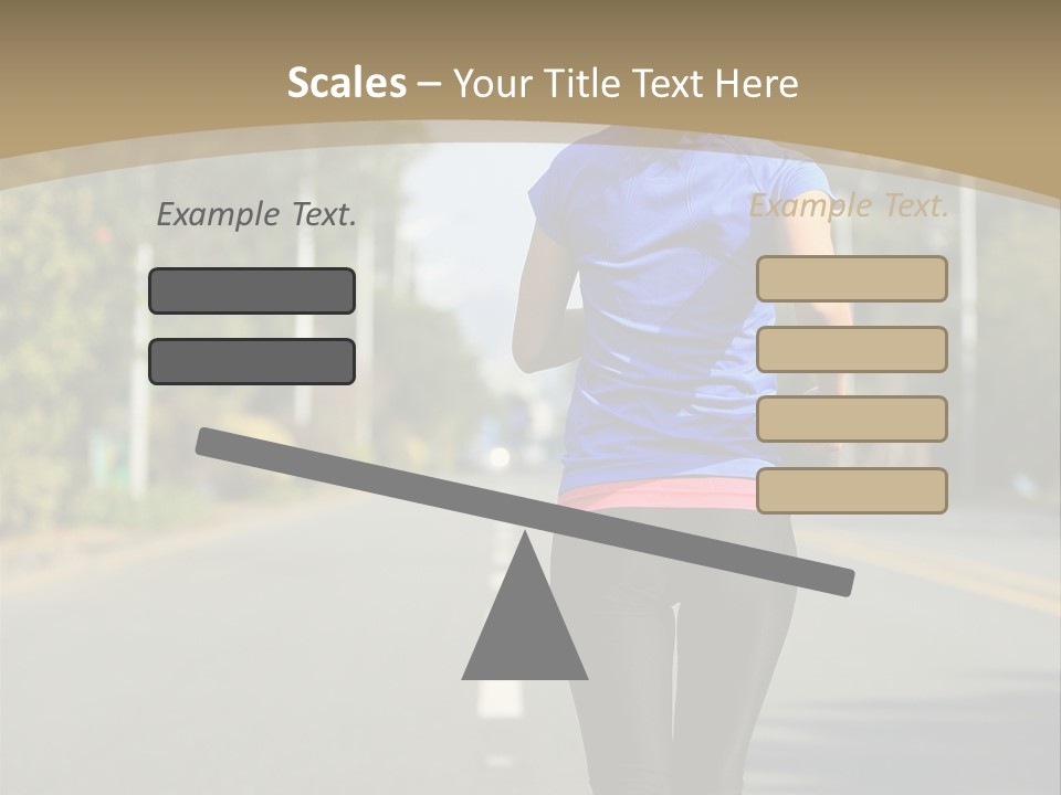 A Woman Running Down A Road With Buildings In The Background PowerPoint Template