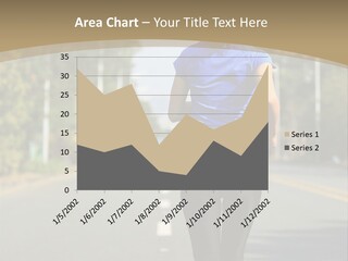 A Woman Running Down A Road With Buildings In The Background PowerPoint Template