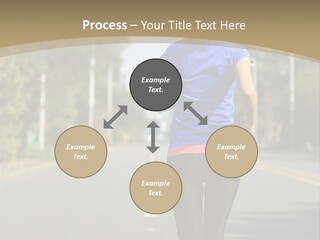 A Woman Running Down A Road With Buildings In The Background PowerPoint Template