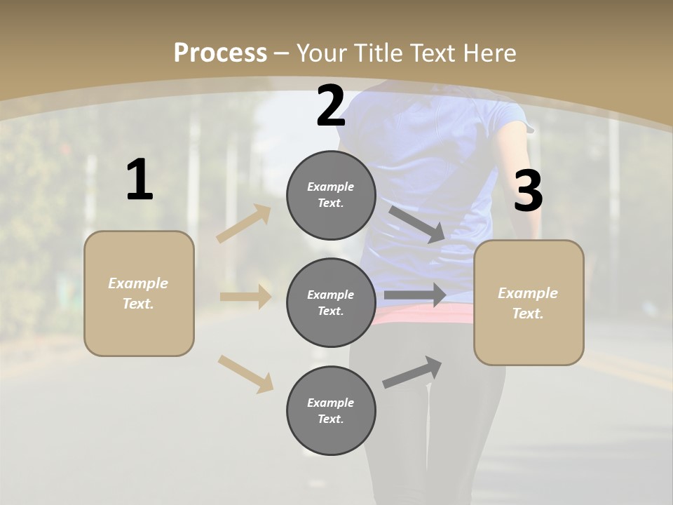 A Woman Running Down A Road With Buildings In The Background PowerPoint Template