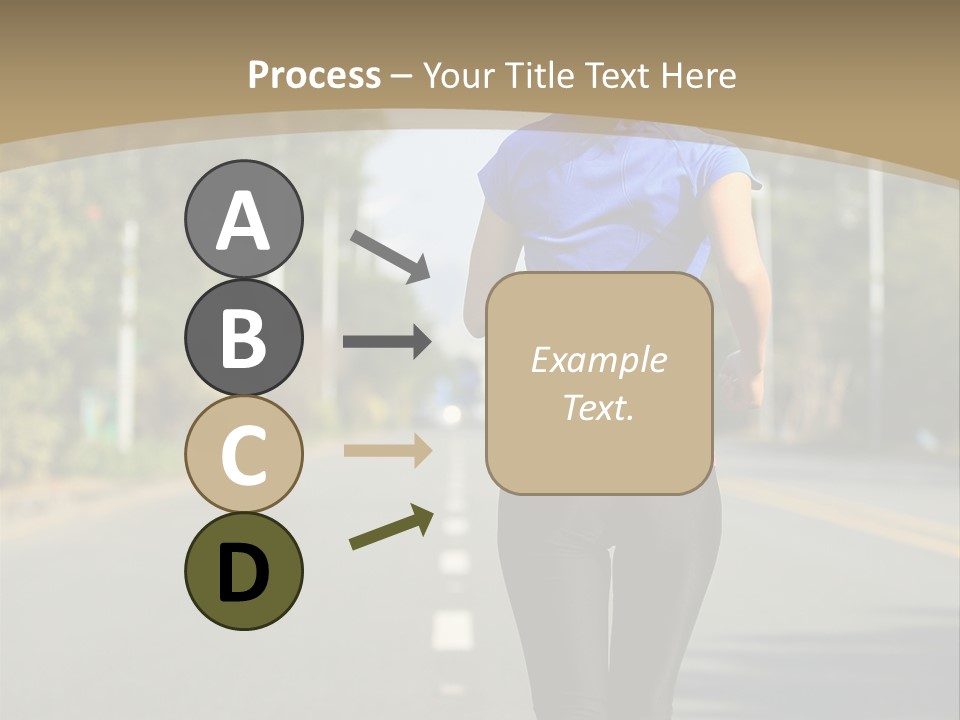 A Woman Running Down A Road With Buildings In The Background PowerPoint Template