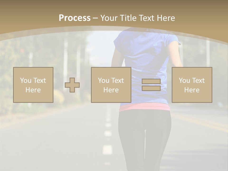 A Woman Running Down A Road With Buildings In The Background PowerPoint Template