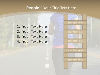 A Woman Running Down A Road With Buildings In The Background PowerPoint Template