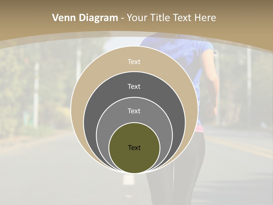 A Woman Running Down A Road With Buildings In The Background PowerPoint Template