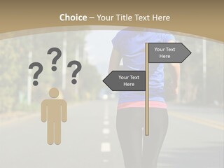 A Woman Running Down A Road With Buildings In The Background PowerPoint Template