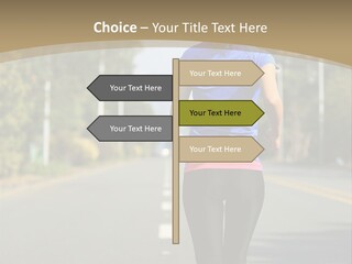 A Woman Running Down A Road With Buildings In The Background PowerPoint Template