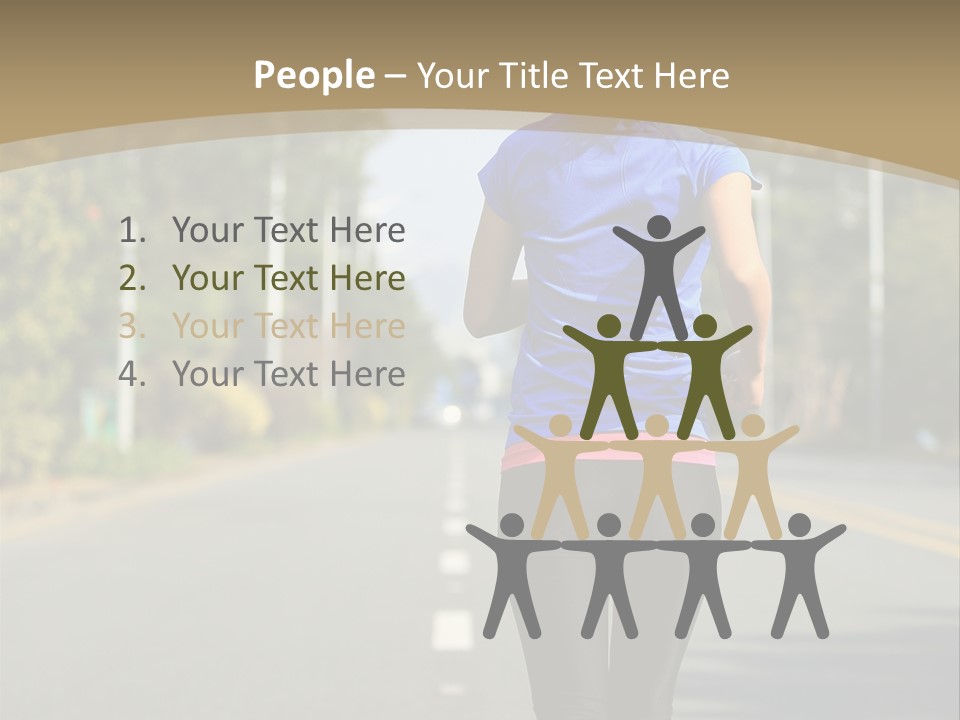 A Woman Running Down A Road With Buildings In The Background PowerPoint Template