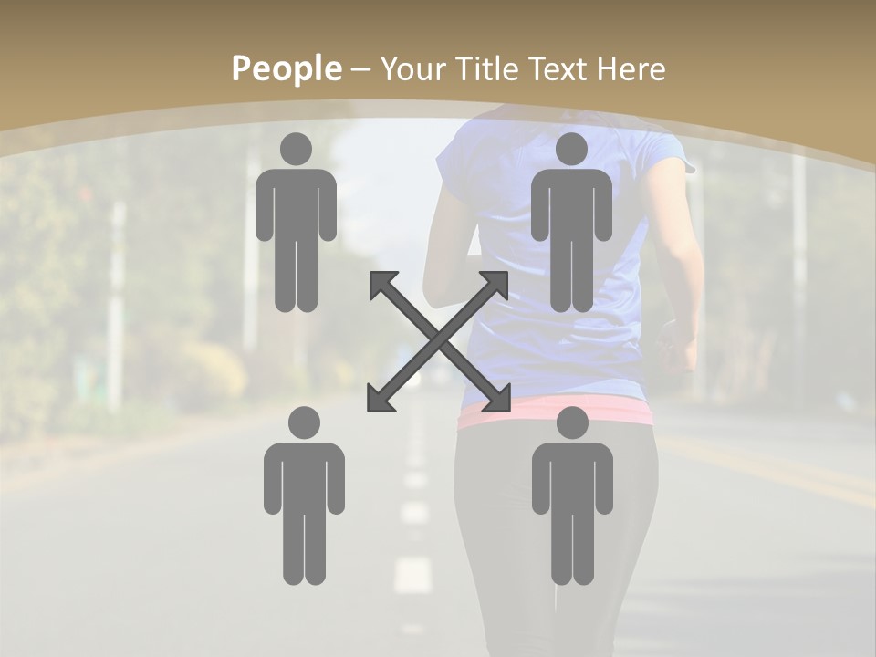 A Woman Running Down A Road With Buildings In The Background PowerPoint Template