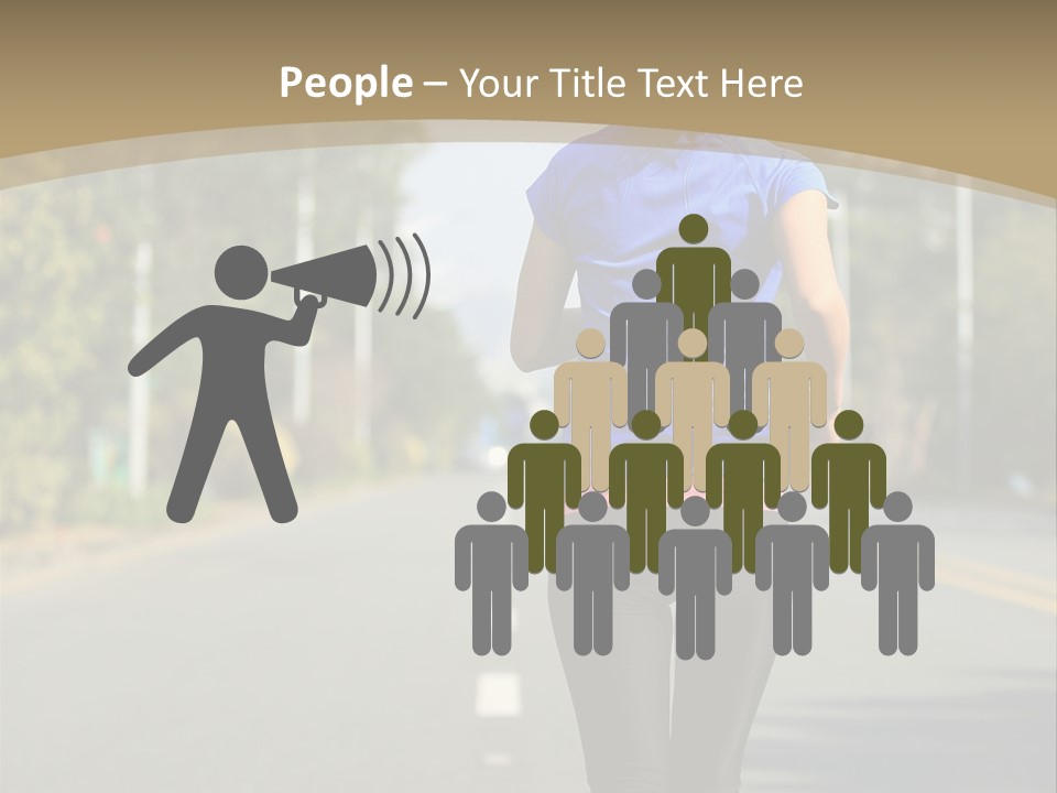 A Woman Running Down A Road With Buildings In The Background PowerPoint Template