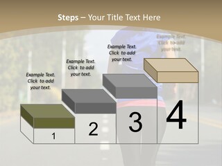 A Woman Running Down A Road With Buildings In The Background PowerPoint Template