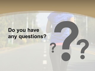 A Woman Running Down A Road With Buildings In The Background PowerPoint Template