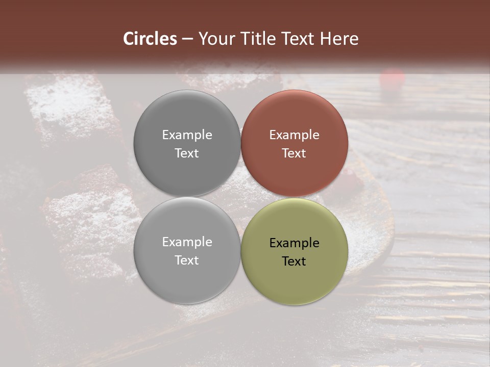 A Plate Of Brownies With Cherries On A Wooden Table PowerPoint Template