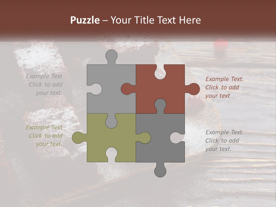 A Plate Of Brownies With Cherries On A Wooden Table PowerPoint Template