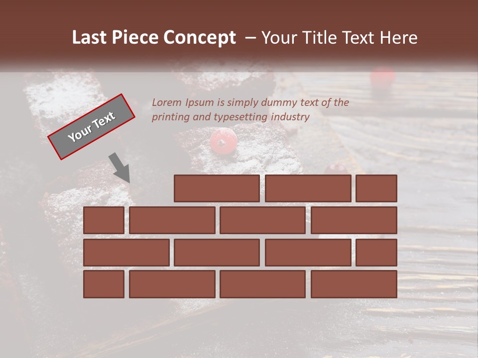 A Plate Of Brownies With Cherries On A Wooden Table PowerPoint Template