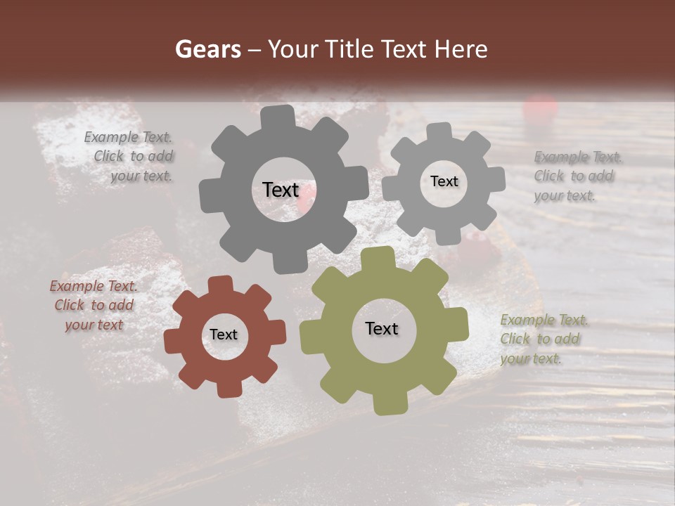 A Plate Of Brownies With Cherries On A Wooden Table PowerPoint Template