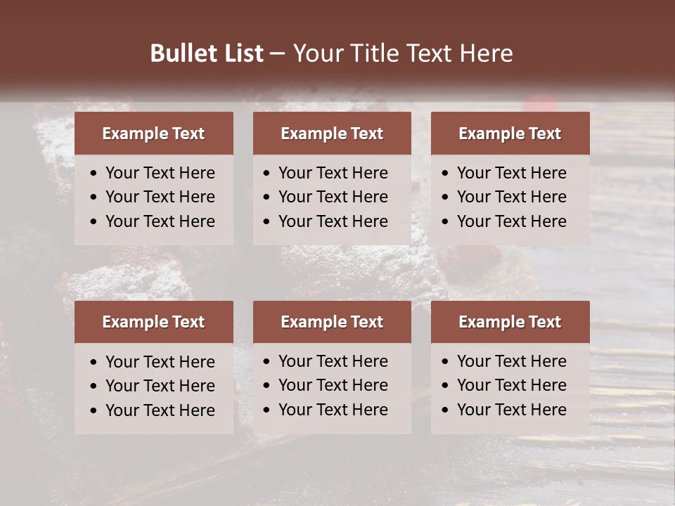 A Plate Of Brownies With Cherries On A Wooden Table PowerPoint Template