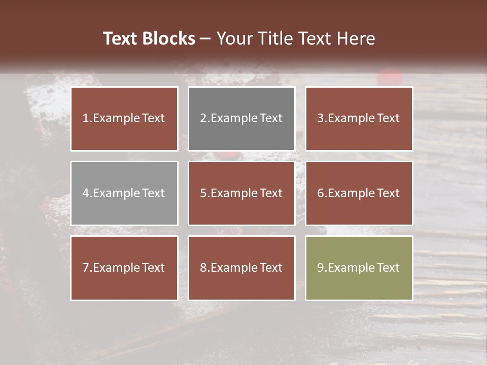 A Plate Of Brownies With Cherries On A Wooden Table PowerPoint Template