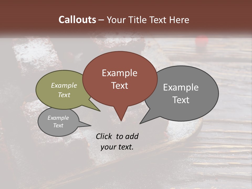 A Plate Of Brownies With Cherries On A Wooden Table PowerPoint Template