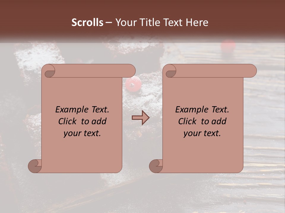 A Plate Of Brownies With Cherries On A Wooden Table PowerPoint Template