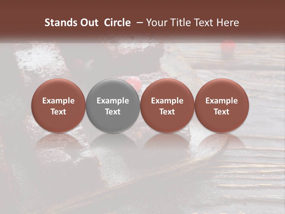 A Plate Of Brownies With Cherries On A Wooden Table PowerPoint Template
