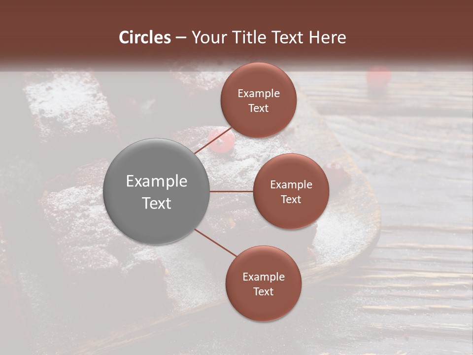 A Plate Of Brownies With Cherries On A Wooden Table PowerPoint Template